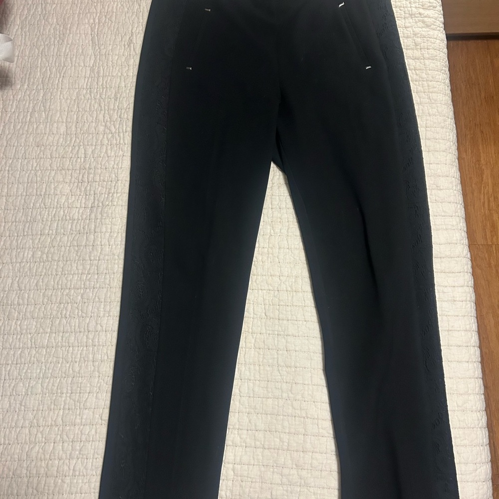 Chico's Black Women’s Trousers with Lace Side Detail